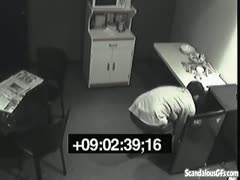 Blonde milf office cheating wife masturbates on security web camera